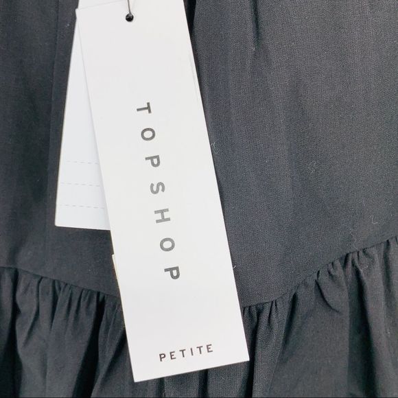 Topshop Babydoll Pouf sleeve peplum blouse black 2P Square Neck Top 8989 - Picture 9 of 12